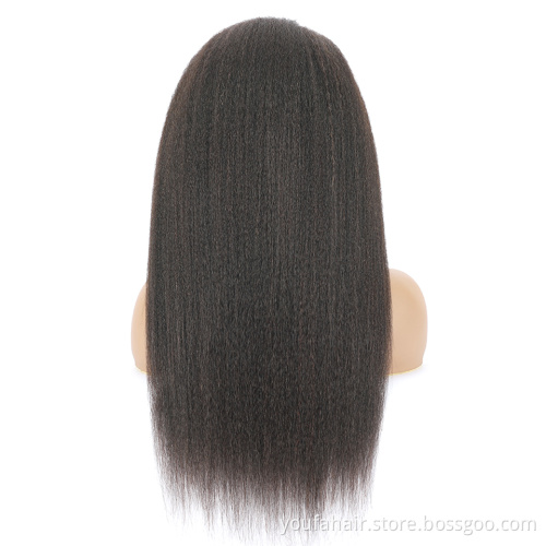 Wholesale Brazilian Human Hair Wigs HD Lace Front Kinky Straight Virgin Human Hair Wig Glueless Light Yaki Transparent Lace Wigs